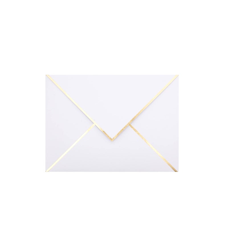 CHRIZ.Z A7 Envelopes - 25-Pack V Flap Foil Border Luxury Mailing Envelopes for 5"" x 7"" Cards - for Wedding, Invitations, Baby Shower, Photos, Graduation, Birthday, Bridal Shower - 5.25"" x 7.25"" (White) - Image 1